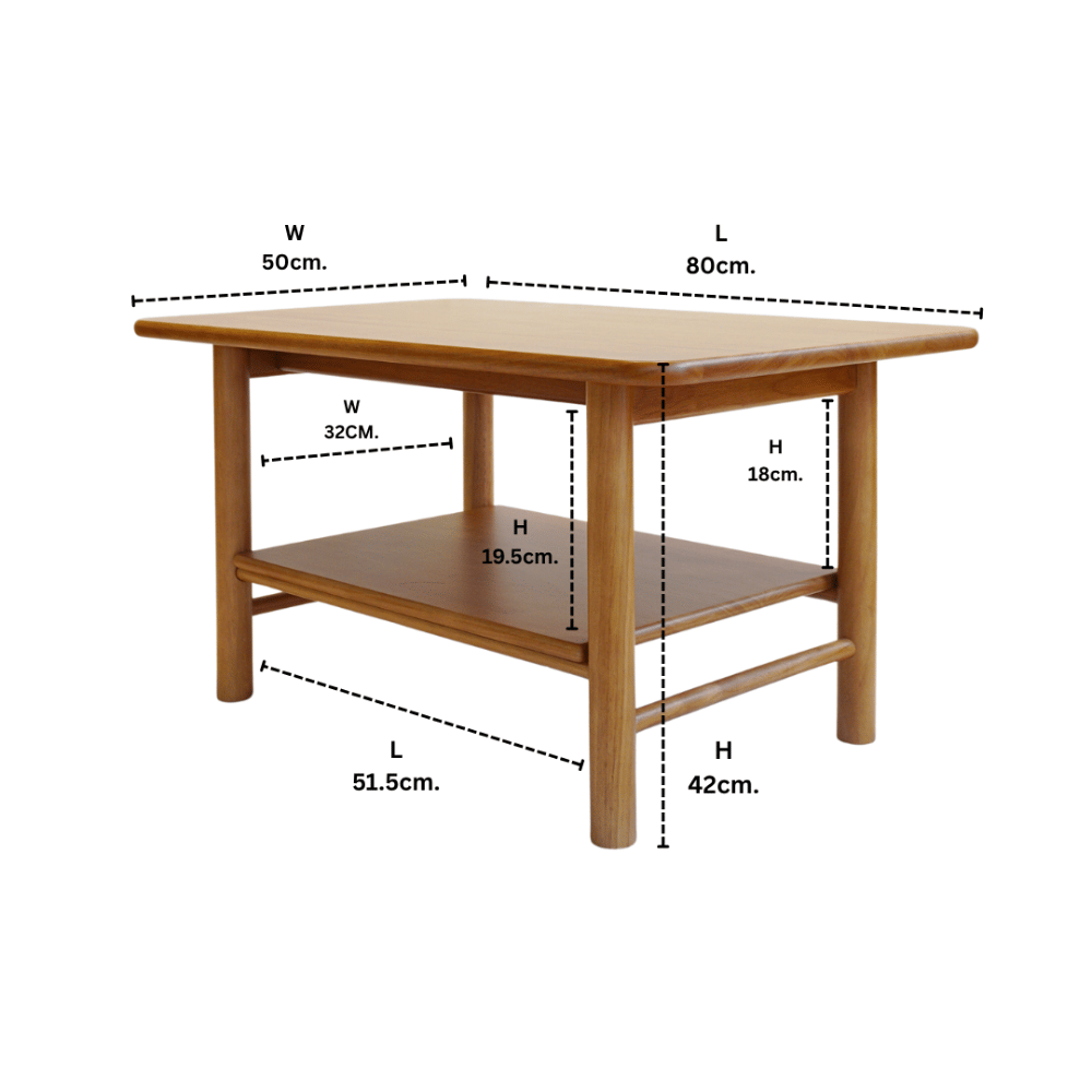 โต๊ะกลางไม้ยางพารา  MAAI DESIGN รุ่น KAITO COFFEE TABLE สีโอ๊ค_1
